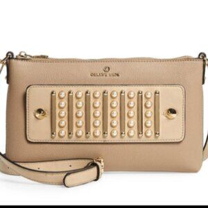 Celine Dion Maestro Beige Faux Leather Crossbody Clutch